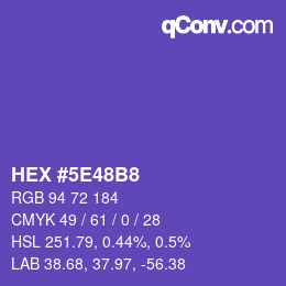 カラーコード: HEX #5E48B8 | qconv.com