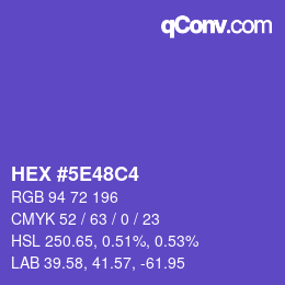 カラーコード: HEX #5E48C4 | qconv.com