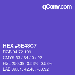 カラーコード: HEX #5E48C7 | qconv.com