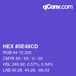 カラーコード: HEX #5E48CD | qconv.com