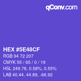 カラーコード: HEX #5E48CF | qconv.com
