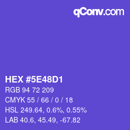 カラーコード: HEX #5E48D1 | qconv.com