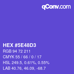 カラーコード: HEX #5E48D3 | qconv.com