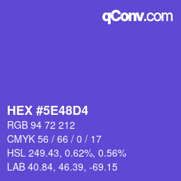 カラーコード: HEX #5E48D4 | qconv.com