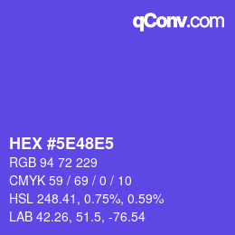 カラーコード: HEX #5E48E5 | qconv.com