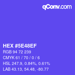 Color code: HEX #5E48EF | qconv.com