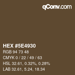 Color code: HEX #5E4930 | qconv.com