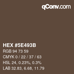 Color code: HEX #5E493B | qconv.com