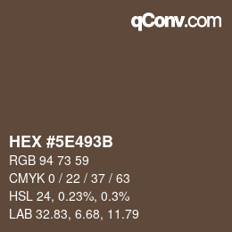 Color code: HEX #5E493B | qconv.com