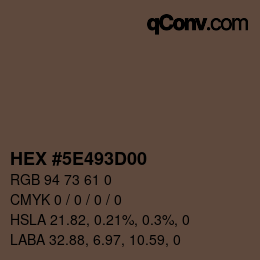 Color code: HEX #5E493D00 | qconv.com