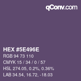 Farbcode: HEX #5E496E | qconv.com