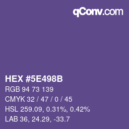 Color code: HEX #5E498B | qconv.com