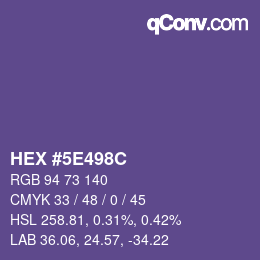 Color code: HEX #5E498C | qconv.com