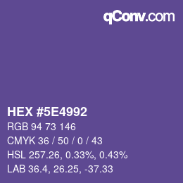 Farbcode: HEX #5E4992 | qconv.com