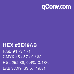 カラーコード: HEX #5E49AB | qconv.com