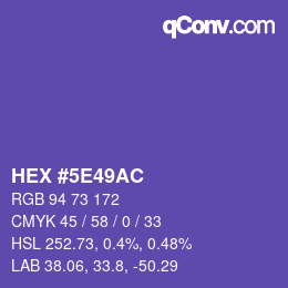 カラーコード: HEX #5E49AC | qconv.com
