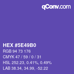 Farbcode: HEX #5E49B0 | qconv.com