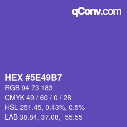 颜色代码: HEX #5E49B7 | qconv.com