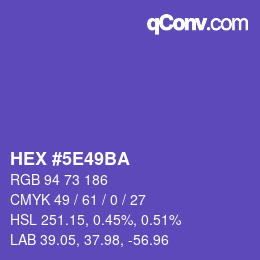 カラーコード: HEX #5E49BA | qconv.com