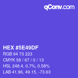 Color code: HEX #5E49DF | qconv.com