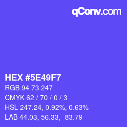 カラーコード: HEX #5E49F7 | qconv.com