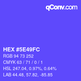 Color code: HEX #5E49FC | qconv.com