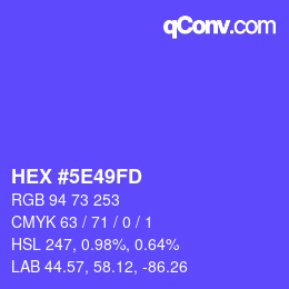 カラーコード: HEX #5E49FD | qconv.com
