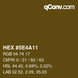 Color code: HEX #5E4A11 | qconv.com