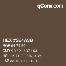 Color code: HEX #5E4A3B | qconv.com