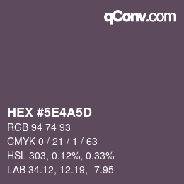 Color code: HEX #5E4A5D | qconv.com