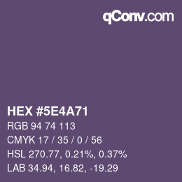 Color code: HEX #5E4A71 | qconv.com