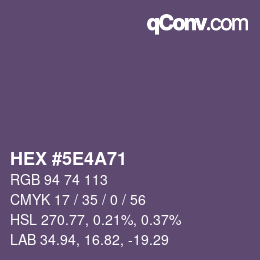 カラーコード: HEX #5E4A71 | qconv.com