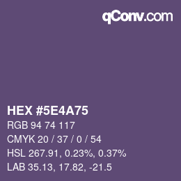 Color code: HEX #5E4A75 | qconv.com