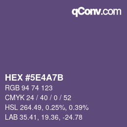 カラーコード: HEX #5E4A7B | qconv.com