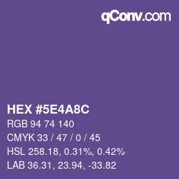 Color code: HEX #5E4A8C | qconv.com