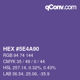 Color code: HEX #5E4A90 | qconv.com