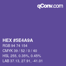 Color code: HEX #5E4A9A | qconv.com