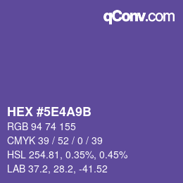 Color code: HEX #5E4A9B | qconv.com