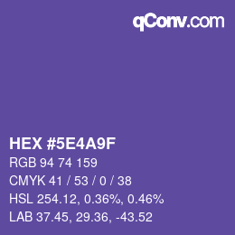 カラーコード: HEX #5E4A9F | qconv.com