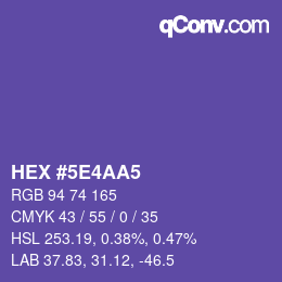 Farbcode: HEX #5E4AA5 | qconv.com