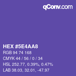 カラーコード: HEX #5E4AA8 | qconv.com