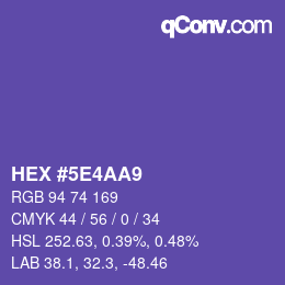 カラーコード: HEX #5E4AA9 | qconv.com