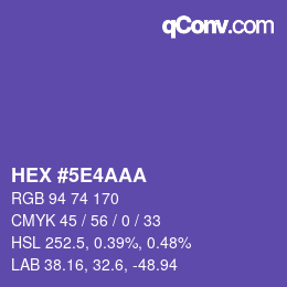Color code: HEX #5E4AAA | qconv.com