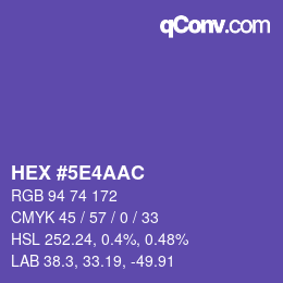カラーコード: HEX #5E4AAC | qconv.com
