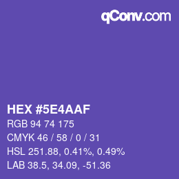 Color code: HEX #5E4AAF | qconv.com