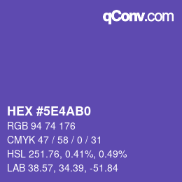 カラーコード: HEX #5E4AB0 | qconv.com