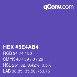 カラーコード: HEX #5E4AB4 | qconv.com