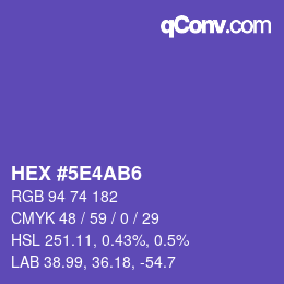 カラーコード: HEX #5E4AB6 | qconv.com