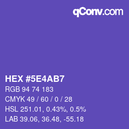 カラーコード: HEX #5E4AB7 | qconv.com