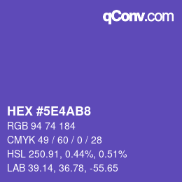 カラーコード: HEX #5E4AB8 | qconv.com